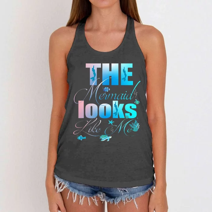 The Mermaid Looks Like Me Funny Quote Women's Knotted Racerback Tank