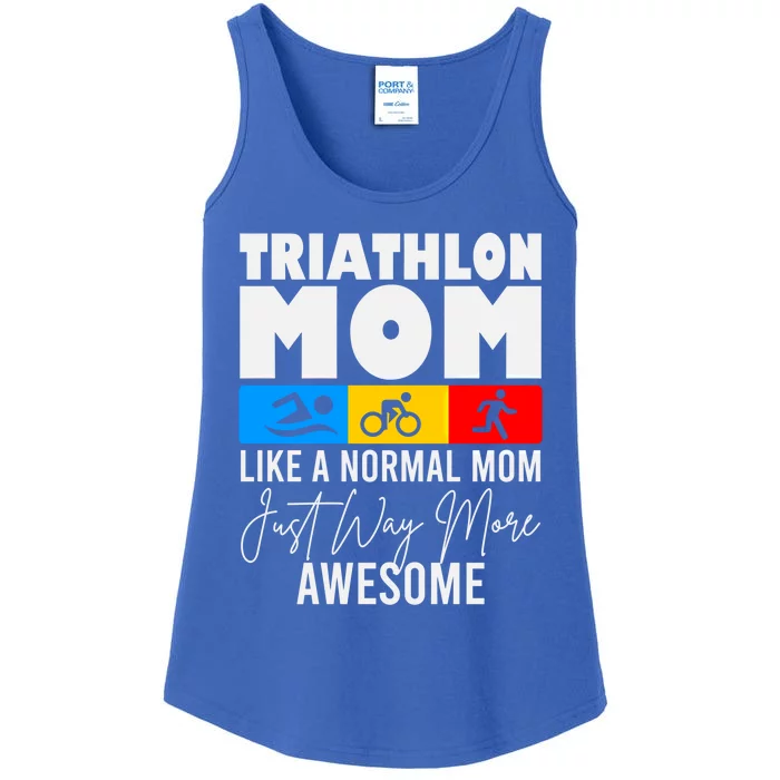 Triathlon Mom Love To Run Bike And Swim Triathlon Gift Ladies Essential Tank