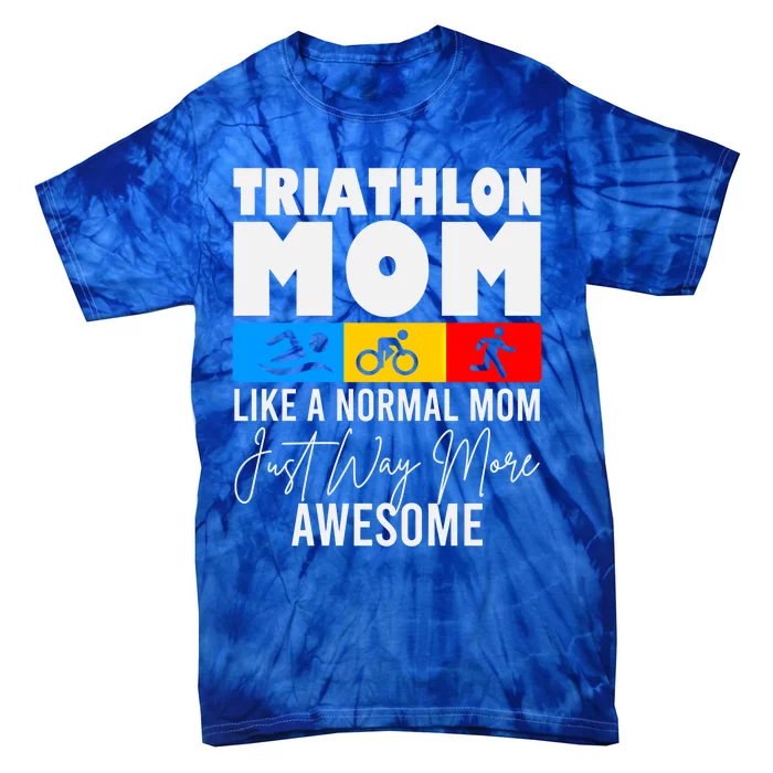 Triathlon Mom Love To Run Bike And Swim Triathlon Gift Tie-Dye T-Shirt