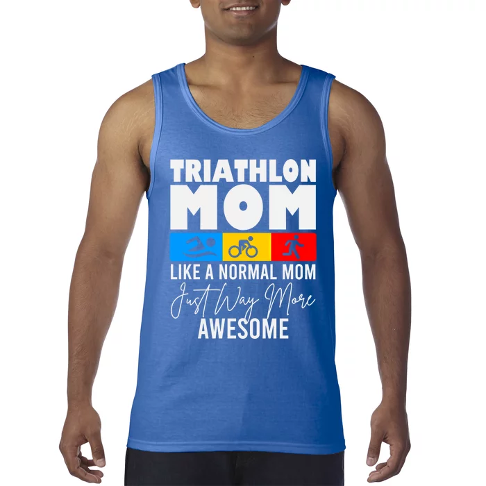 Triathlon Mom Love To Run Bike And Swim Triathlon Gift Tank Top