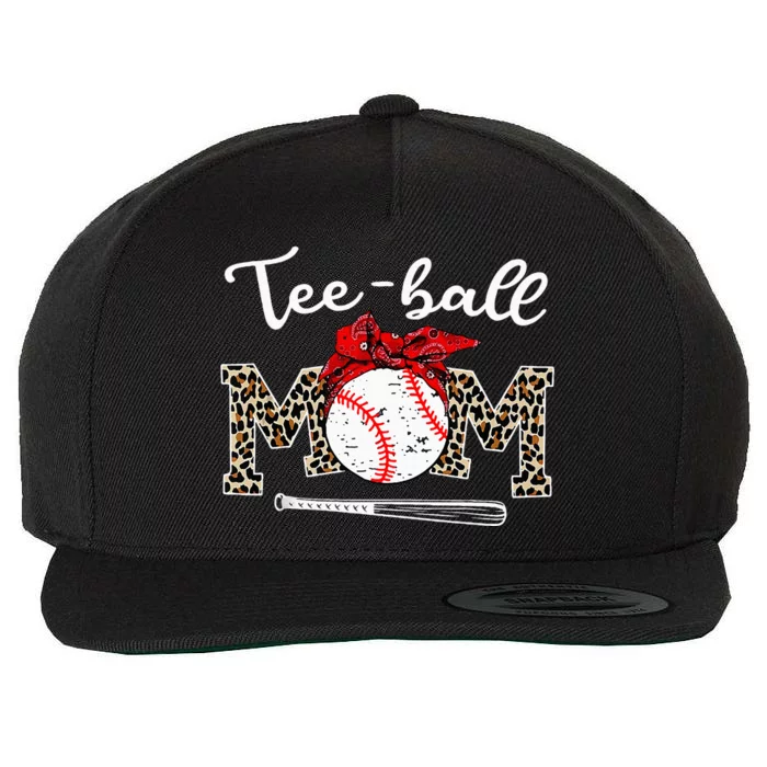 Teeball Mom Leopard Funny Teeball Mom MotherS Day 2024 Wool Snapback Cap