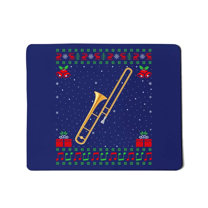 Trombone Music Lover Xmas Gift Ugly Trombone Christmas Mousepad