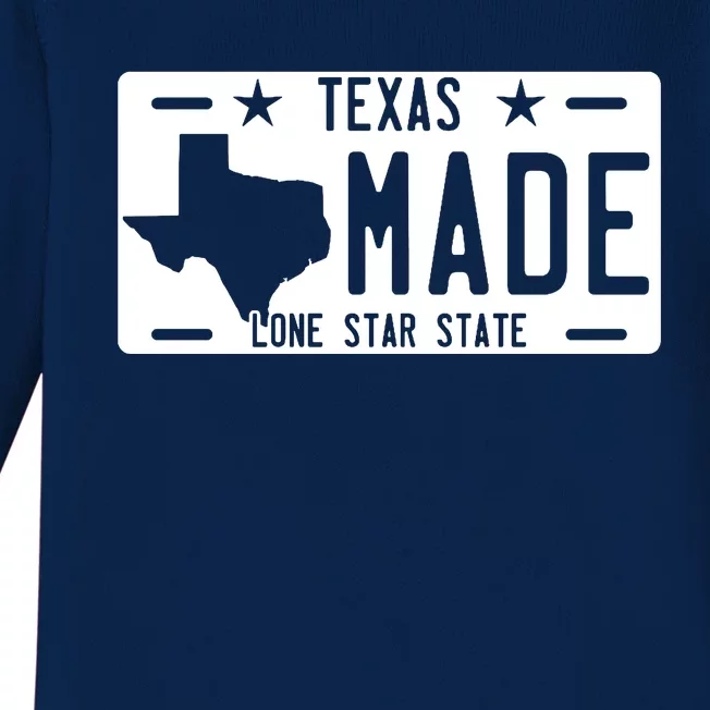 Texas Made Lone Star License Plate Baby Long Sleeve Bodysuit