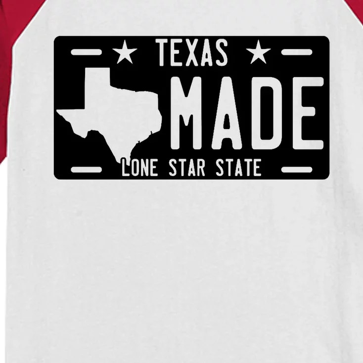 Texas Made Lone Star License Plate Kids Colorblock Raglan Jersey