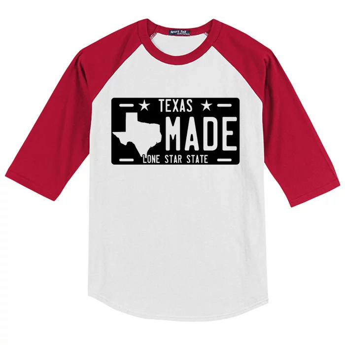 Texas Made Lone Star License Plate Kids Colorblock Raglan Jersey