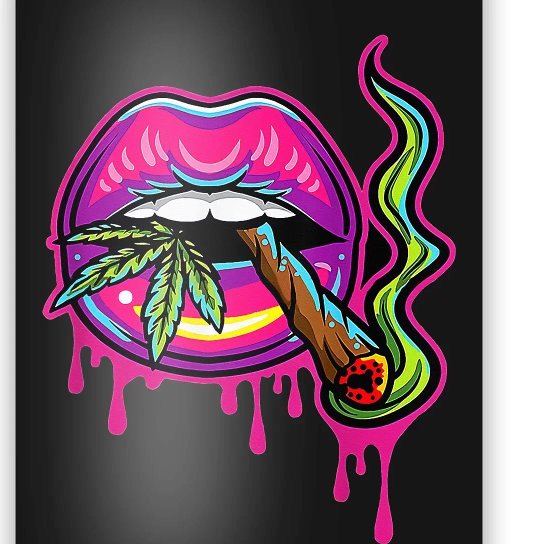 Teeth Marijuana Leaf 420 Lips Sexy Smoker Blunt Weed Poster