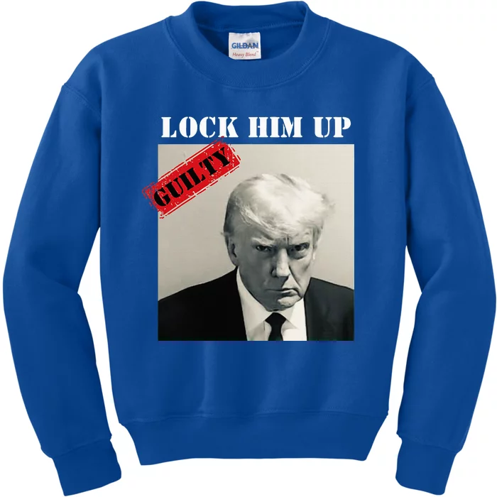 Trump Mugshot Lock Him Up Guilty Jair Prison Kids Sweatshirt