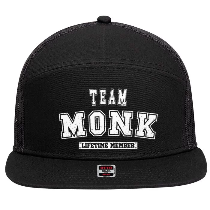 Team Monk Lifetime Member Family Last Name 7 Panel Mesh Trucker Snapback Hat