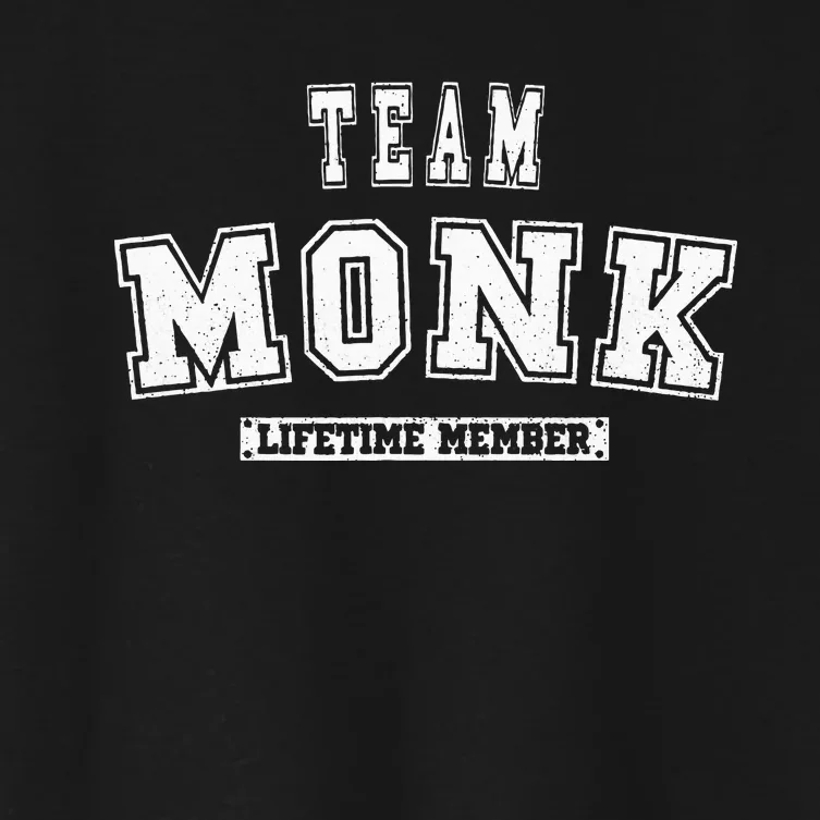 Team Monk Lifetime Member Family Last Name Women's Crop Top Tee