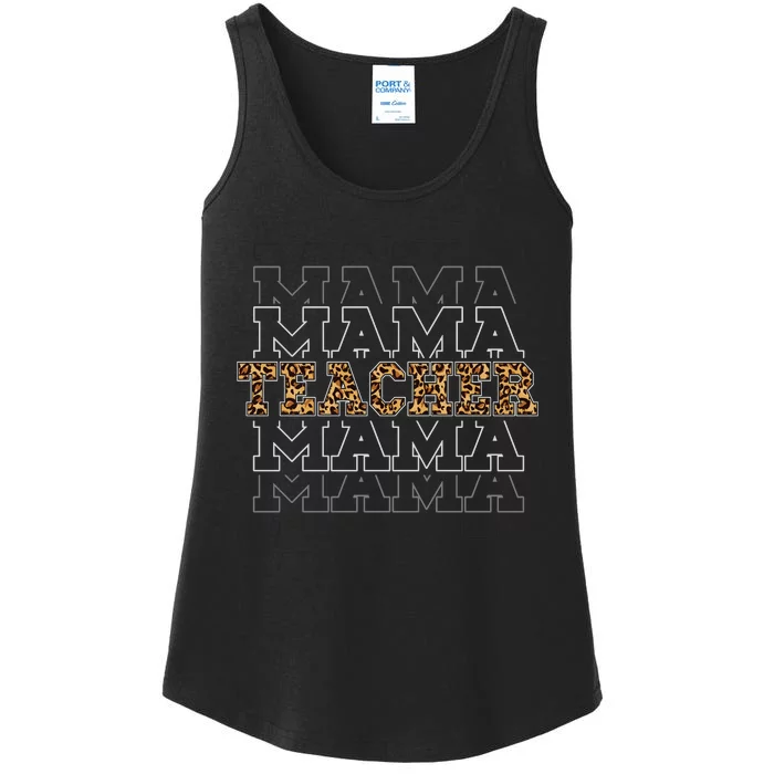 Teacher Mama Leopard Print Boho Ladies Essential Tank