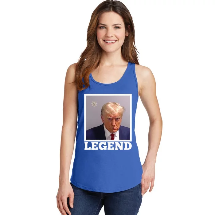 TRUMP MUGSHOT LEGEND President Trump 2024 Fulton Ladies Essential Tank