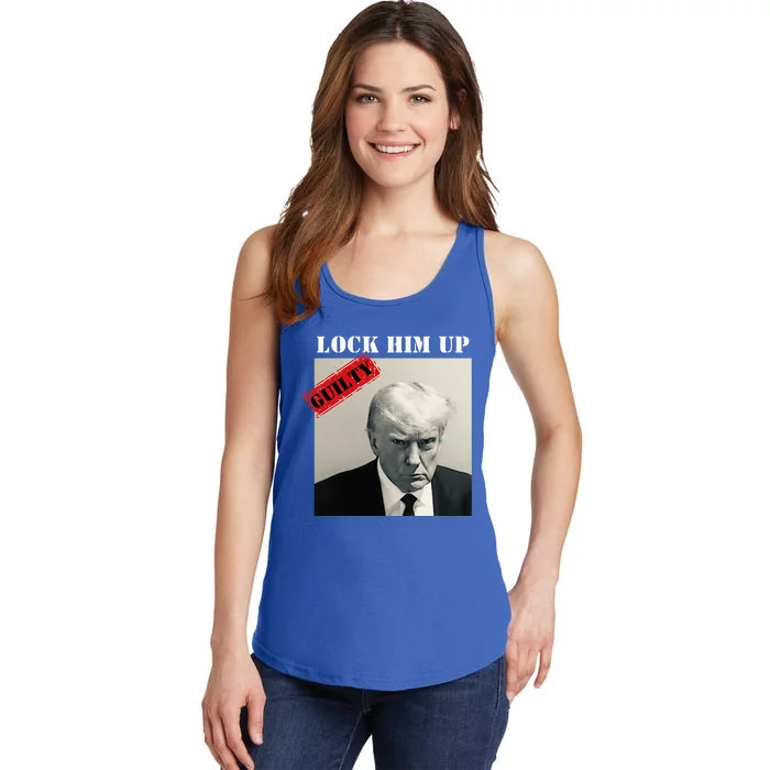 TRUMP MUGSHOT LOCK HIM UP GUILTY JAIL PRISON ANTITRUMP Ladies Essential Tank