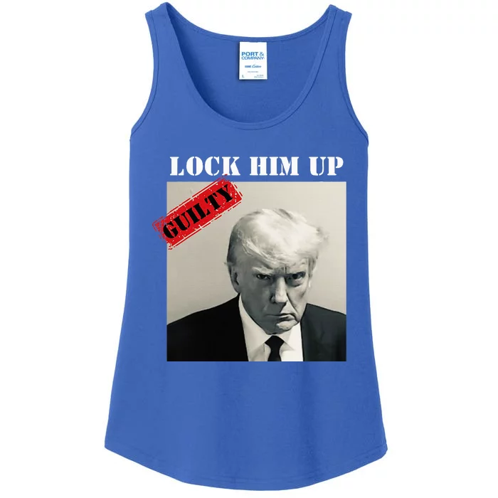 TRUMP MUGSHOT LOCK HIM UP GUILTY JAIL PRISON ANTITRUMP Ladies Essential Tank