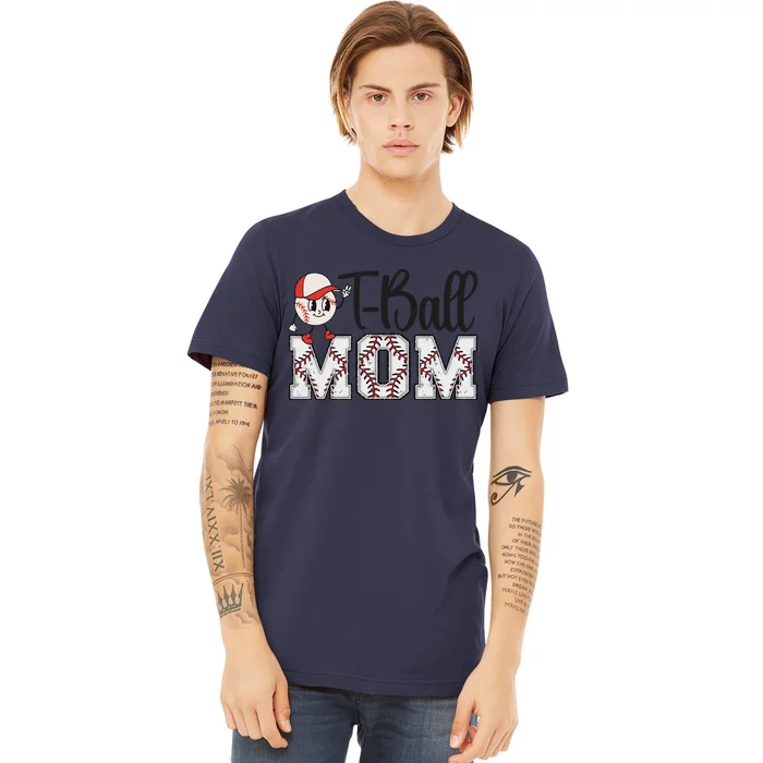 Teeball Mom Leopard Funny Tball Mom Mothers Day Premium T-Shirt