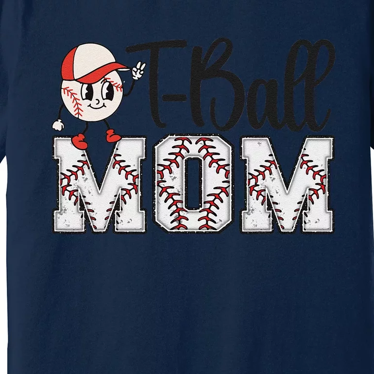 Teeball Mom Leopard Funny Tball Mom Mothers Day Premium T-Shirt