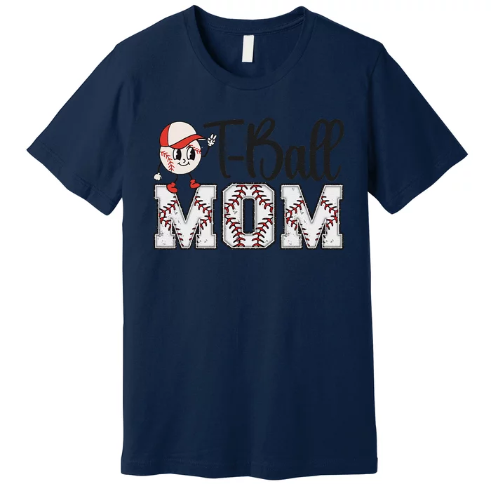 Teeball Mom Leopard Funny Tball Mom Mothers Day Premium T-Shirt