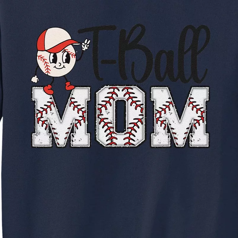 Teeball Mom Leopard Funny Tball Mom Mothers Day Tall Sweatshirt