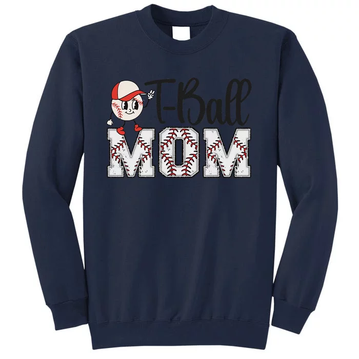 Teeball Mom Leopard Funny Tball Mom Mothers Day Tall Sweatshirt