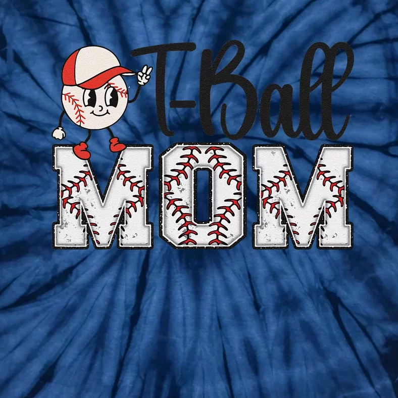 Teeball Mom Leopard Funny Tball Mom Mothers Day Tie-Dye T-Shirt