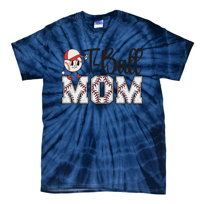 Teeball Mom Leopard Funny Tball Mom Mothers Day Tie-Dye T-Shirt