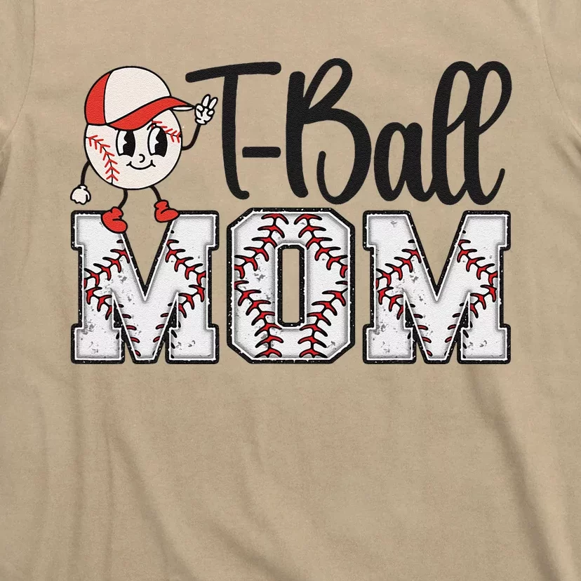 Teeball Mom Leopard Funny Tball Mom Mothers Day T-Shirt