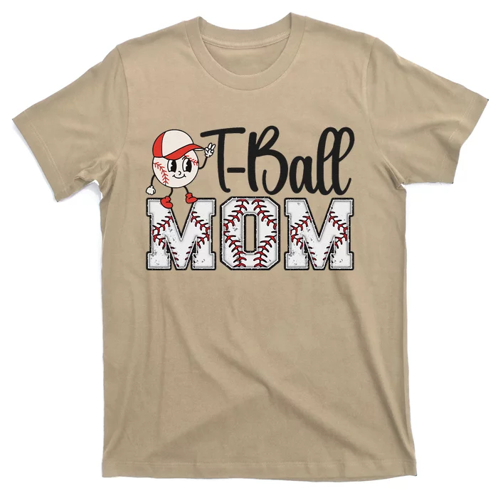 Teeball Mom Leopard Funny Tball Mom Mothers Day T-Shirt