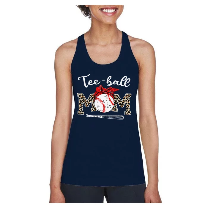 Teeball Mom Leopard Funny Teeball Mom MotherS Day 2024 Women's Racerback Tank