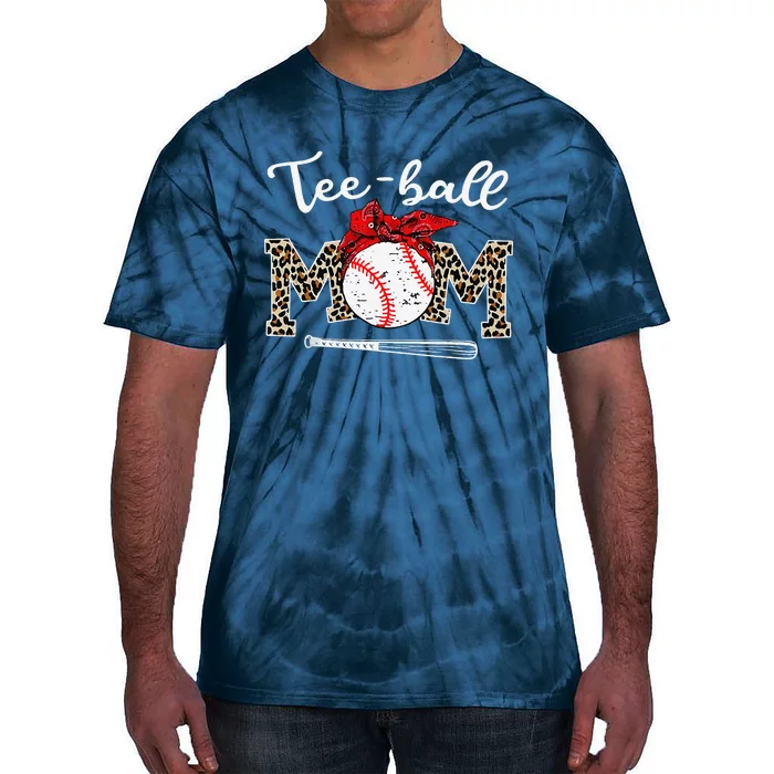 Teeball Mom Leopard Funny Teeball Mom MotherS Day 2024 Tie-Dye T-Shirt