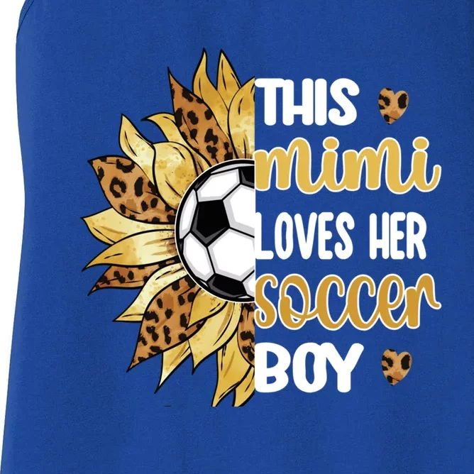 This Mimi Loves Her Soccer Boy Soccer Player Grandma Mimi Funny Gift Women's Racerback Tank