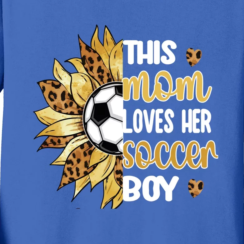 This Mom Loves Her Soccer Boy Soccer Mama Soccer Player Mom Gift Kids Long Sleeve Shirt