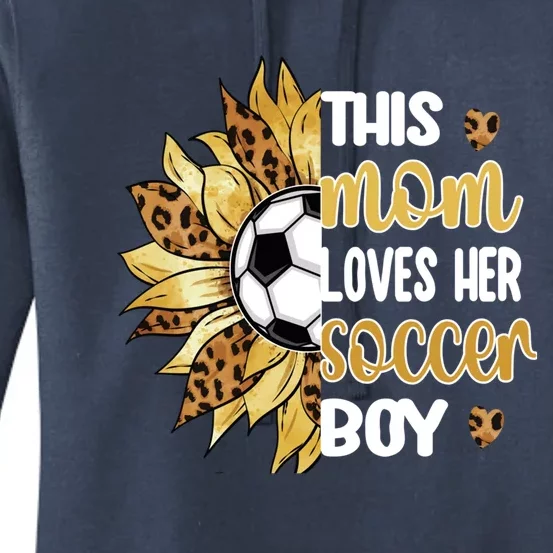 This Mom Loves Her Soccer Boy Soccer Mama Soccer Player Mom Gift Women's Pullover Hoodie