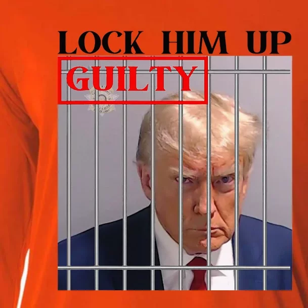 Trump Mugshot Lock Him Up Guilty Jail Prison Antitrump Cooling Performance Long Sleeve Crew