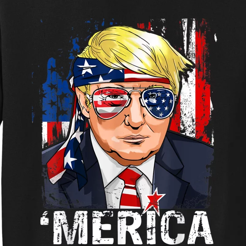 Trump Merica Murica 4th Of July American Flag Tall Sweatshirt