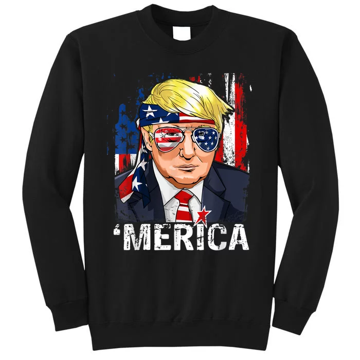 Trump Merica Murica 4th Of July American Flag Tall Sweatshirt