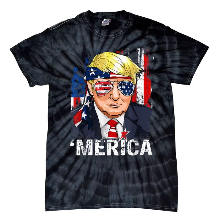 Trump Merica Murica 4th Of July American Flag Tie-Dye T-Shirt