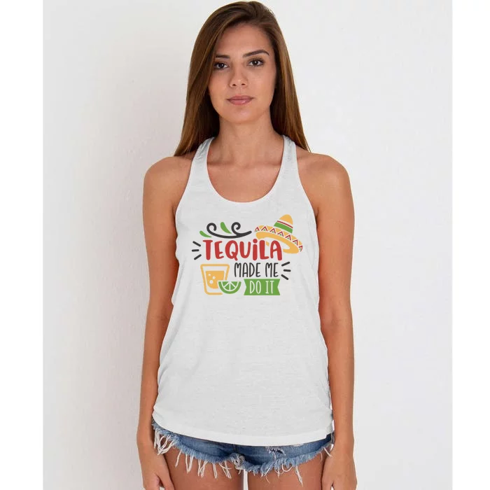 Tequila Made Me Do It Cinco De Mayo Women's Knotted Racerback Tank