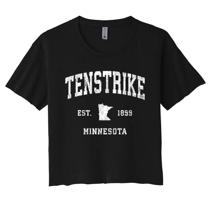 Tenstrike Minnesota Mn Vintage Athletic Women's Crop Top Tee