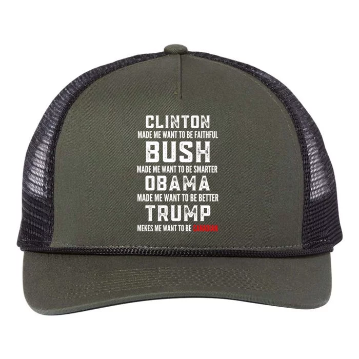 TRUMP MAKES ME WANT TO BE CANADIAN Retro Rope Trucker Hat Cap