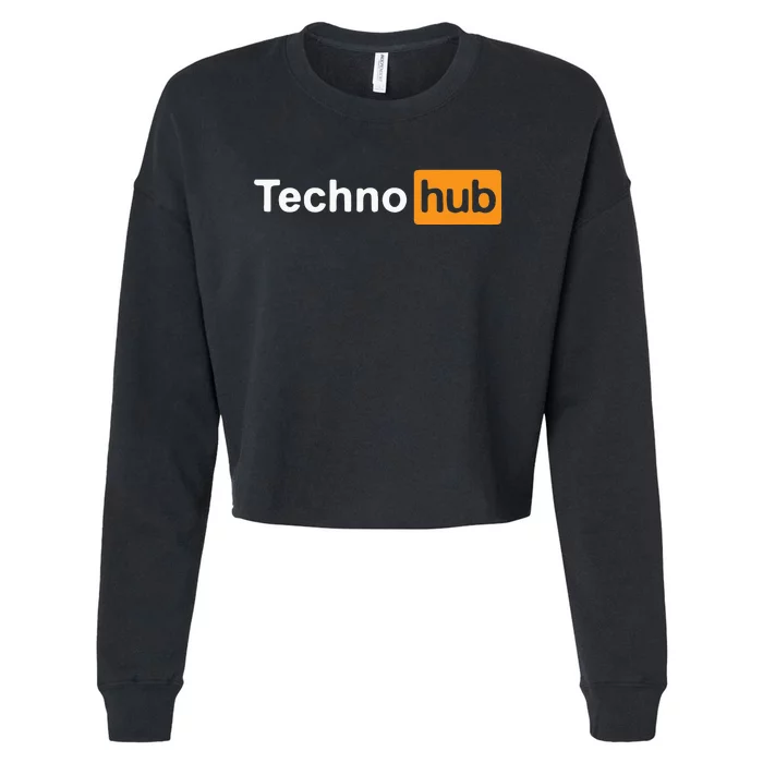 Techno Music Minimal Hard Clubbing Funny Festival Hub DJ Cropped Pullover Crew