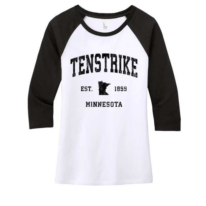 Tenstrike Minnesota Mn Vintage Established Athletic Sports Design Women's Tri-Blend 3/4-Sleeve Raglan Shirt