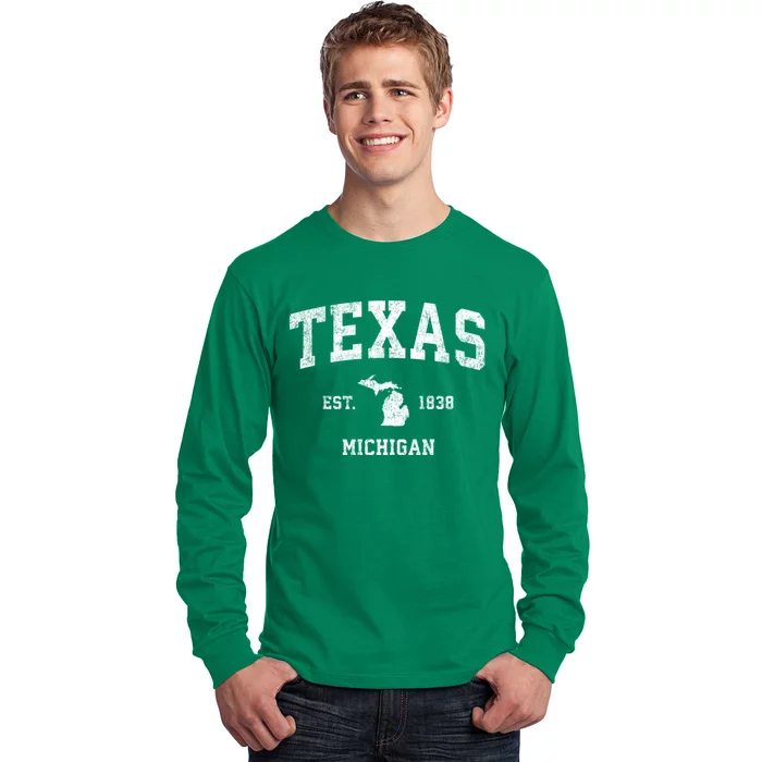 Texas Michigan Mi Vintage Sports Long Sleeve Shirt