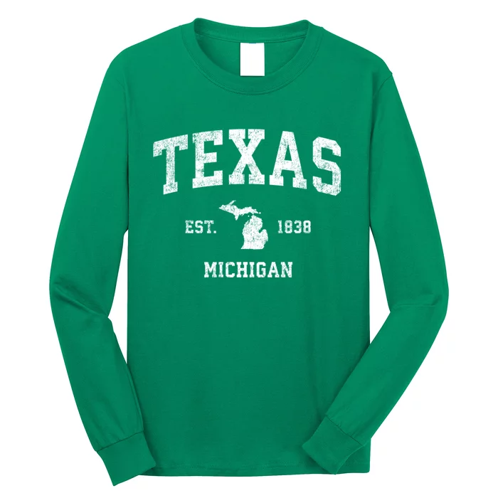 Texas Michigan Mi Vintage Sports Long Sleeve Shirt