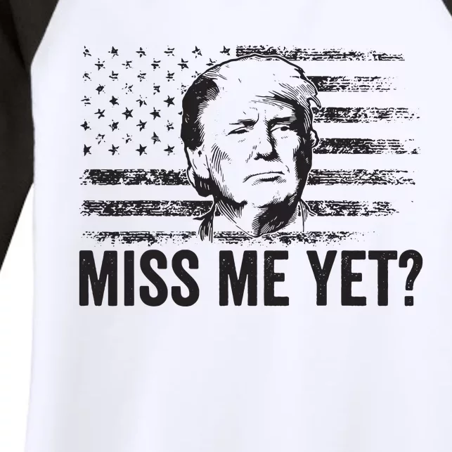 Trump Miss Me Yet Trump 2024 America Flag Ill Be Back Women's Tri-Blend 3/4-Sleeve Raglan Shirt