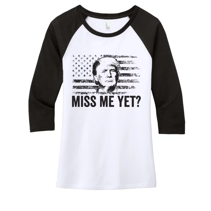 Trump Miss Me Yet Trump 2024 America Flag Ill Be Back Women's Tri-Blend 3/4-Sleeve Raglan Shirt