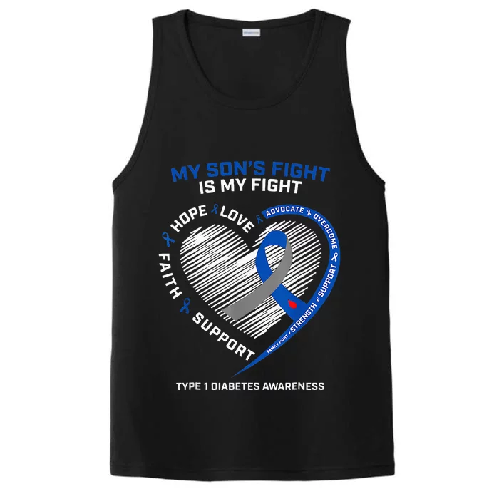 T1D Mom My Son's Fight Is My Fight Type 1 Diabetes Awareness Performance Tank