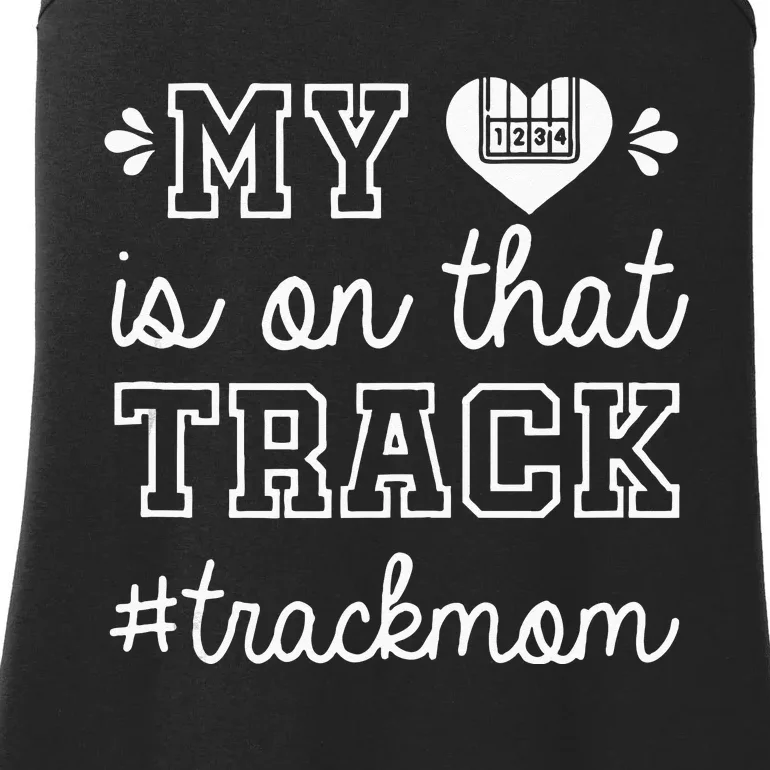 Track Mom My Heart Is On That Track Runner Running Mama Ladies Essential Tank