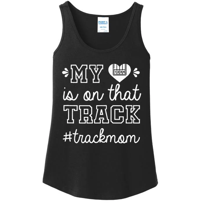 Track Mom My Heart Is On That Track Runner Running Mama Ladies Essential Tank