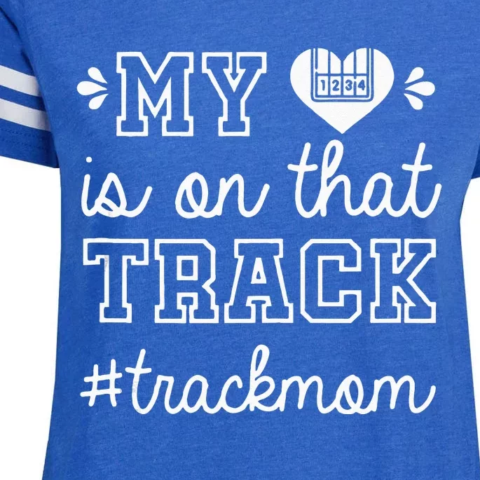 Track Mom My Heart Is On That Track Runner Running Mama Enza Ladies Jersey Football T-Shirt