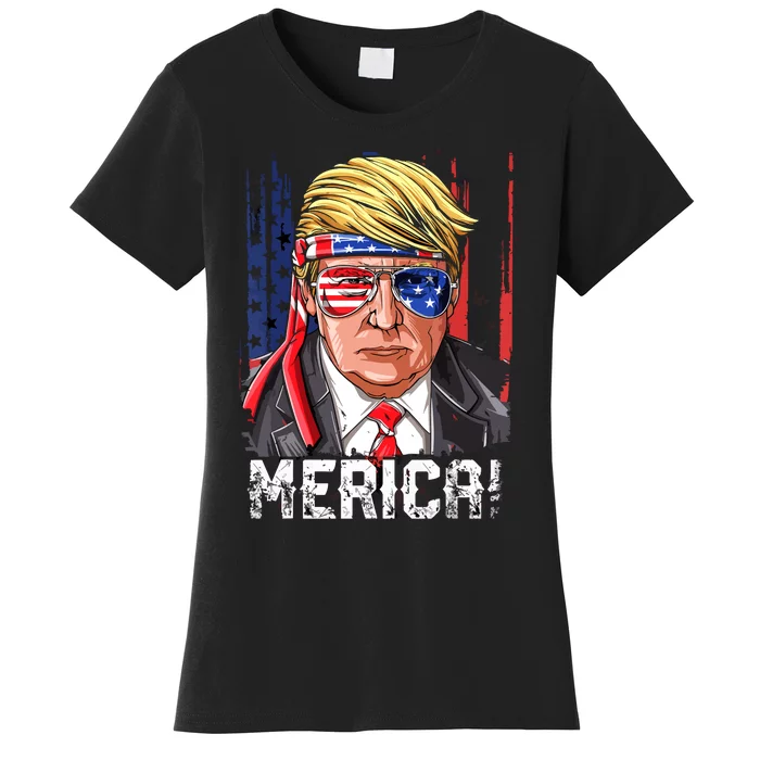 American Flag Patriotic Front and Back Print Women's Tshirt