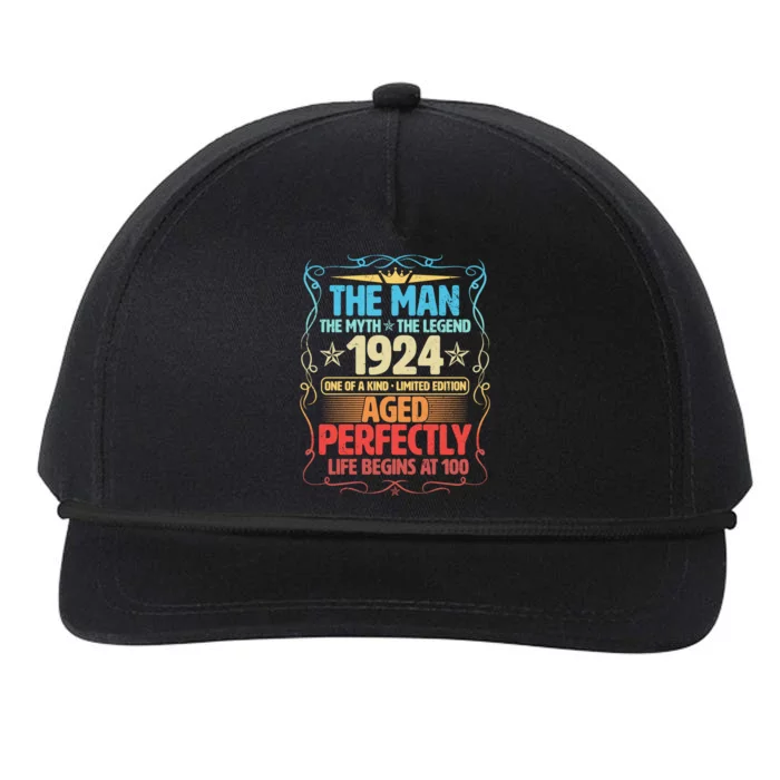 The Man Myth Legend 1924 Aged Perfectly 100th Birthday Snapback Five-Panel Rope Hat